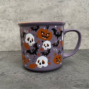Halloween Themed Purple Mug with Skulls and Pumpkins Eli and Ana NEW